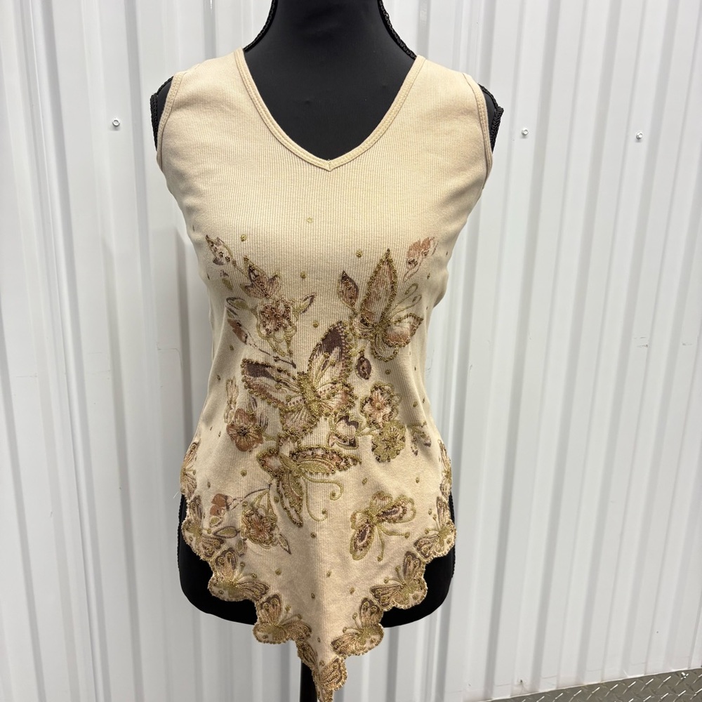 Rare Deadstock Beaded Butterfly Tank